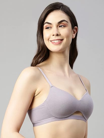 Enamor Innovations Cloudsoft Invisi Neckline Cotton Everyday T-Shirt Bra – Padded, Wirefree, Medium Coverage A032